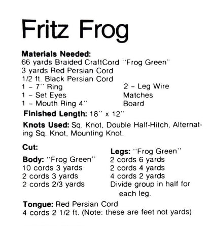 Vintage Macrame Pattern Fritz the Frog Wall Hanging PDF Instant Digital Download Retro 70s Knotting