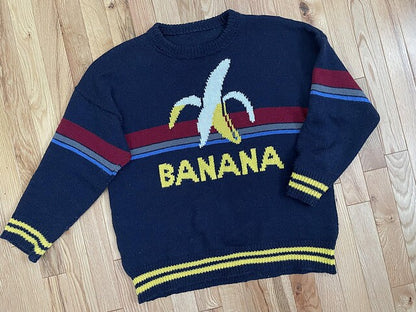 Vintage Knitting Pattern Funny Banana Sweater Jumper PDF Instant Digital Download Womens Mens Adults Novelty Pullover 4 Ply