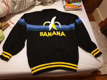 Vintage Knitting Pattern Funny Banana Sweater Jumper PDF Instant Digital Download Womens Mens Adults Novelty Pullover 4 Ply