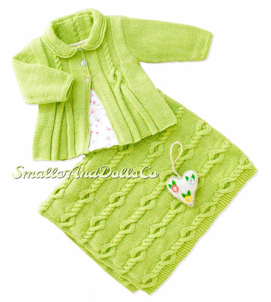 Vintage Knitting Pattern Baby Toddler Girl Cabled Coat and Blanket Set PDF Instant Digital Download 0 - 3 yrs 4 Ply