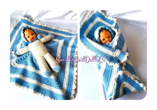 Vintage Crochet Pattern Classic Baby Doll In A Blanket PDF Instant Digital Download Crocheted Dolly Inside a Blanket 10 Ply Retro 1950s