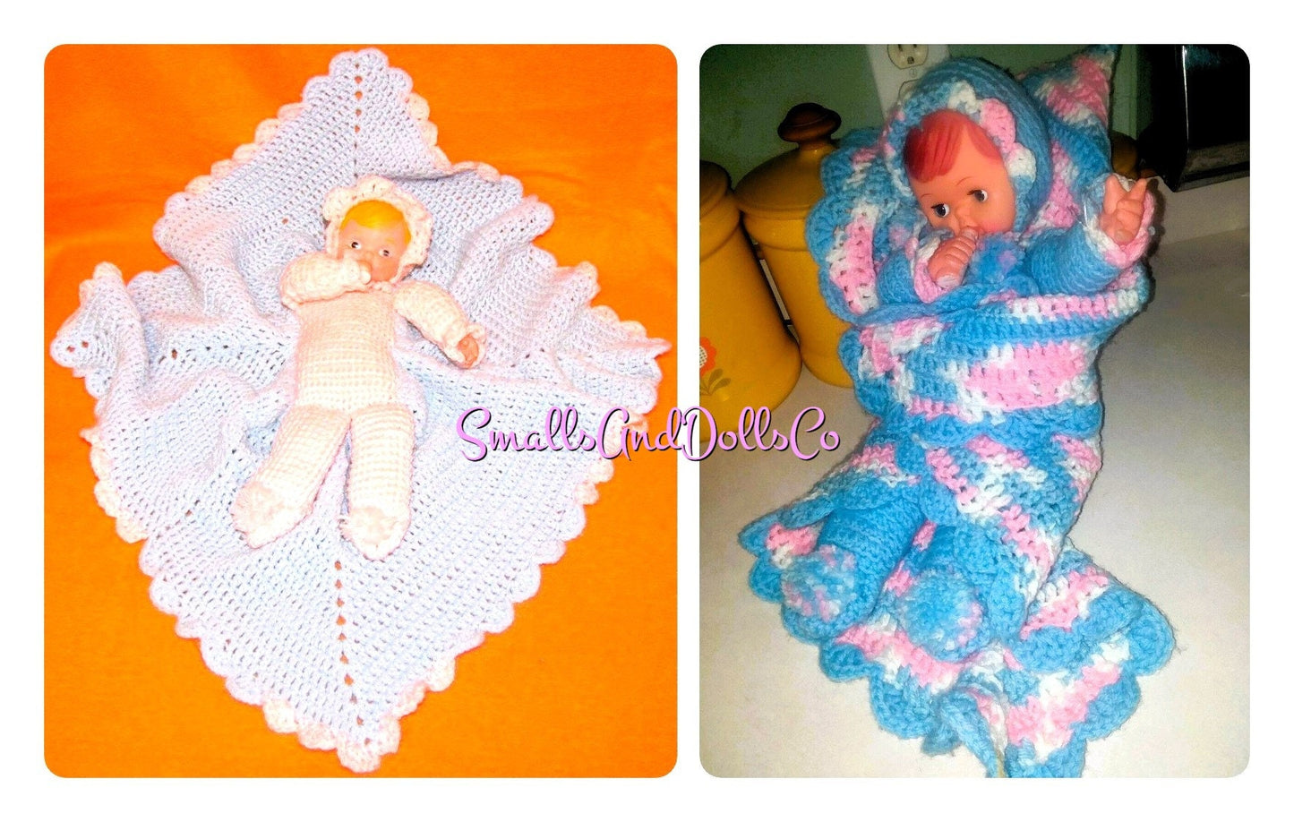 Vintage Crochet Pattern Classic Baby Doll In A Blanket PDF Instant Digital Download Crocheted Dolly Inside a Blanket 10 Ply Retro 1950s