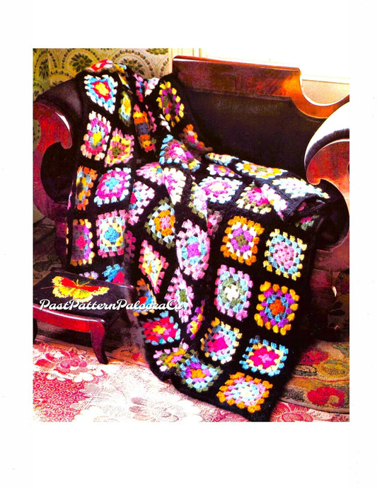 Vintage Crochet Pattern Classic Original OG Granny Squares Afghan PDF Instant Digital Download Scrap Yarn Blanket 10 Ply
