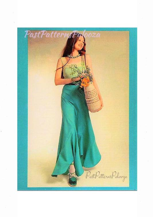 Vintage Sewing Pattern Womens Scalloped Gored Maxi Skirt PDF Instant Digital Download Retro Flared 70s Skirt Boho Hippie Gypsy Chic 1975