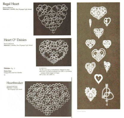 Vintage Tatting Pattern Tatted Hearts PDF Instant Digital Download Crochet Cotton Valentine Sweethearts 6 Lacy Designs