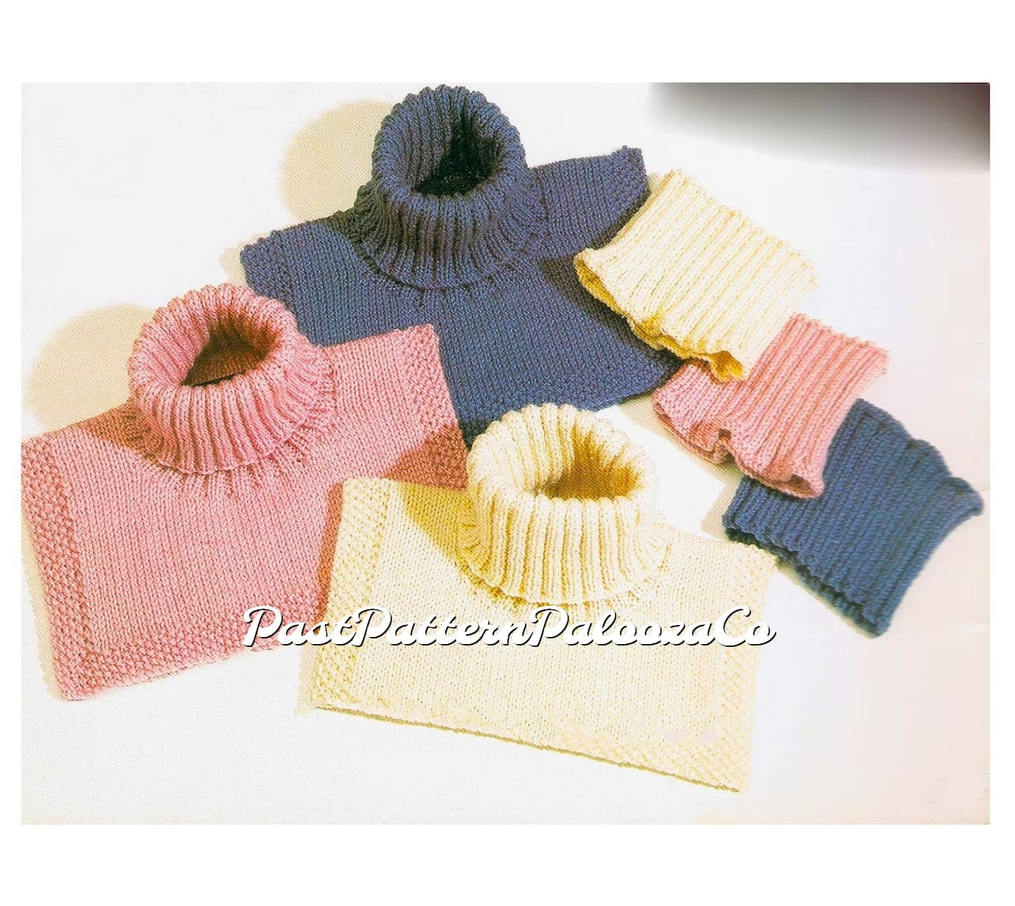 Vintage Knitting Pattern Family Neckwarmers Turtleneck Dickies and Headbands PDF Instant Digital Download Retro Eighties Easy Knit 10 Ply