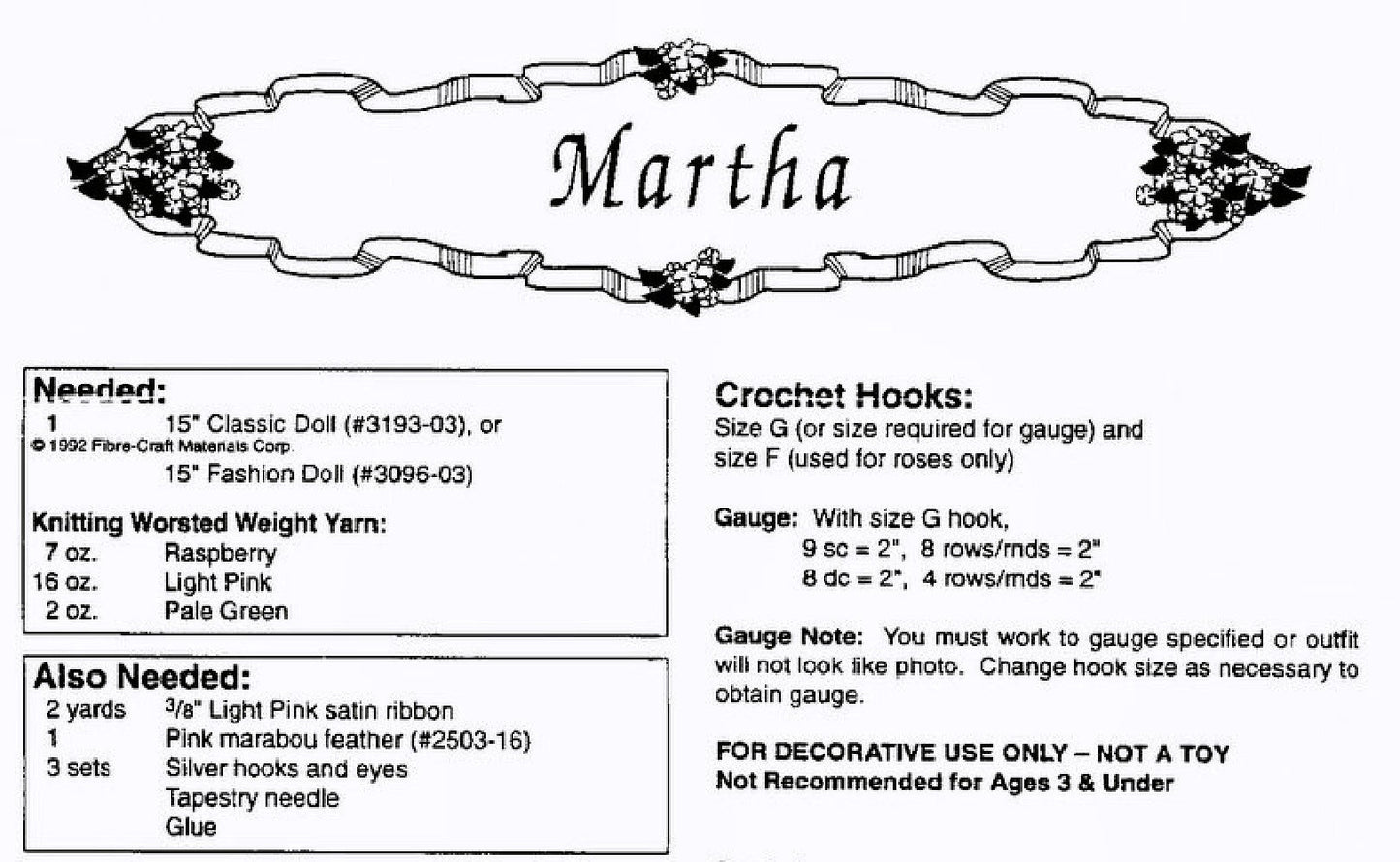 Vintage Crochet Pattern Southern Belle Granny Square Roses Dress Outfit for 15 Inch Fashion Dolls Martha PDF Instant Digital Download 10 Ply