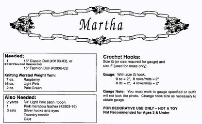 Vintage Crochet Pattern Southern Belle Granny Square Roses Dress Outfit for 15 Inch Fashion Dolls Martha PDF Instant Digital Download 10 Ply