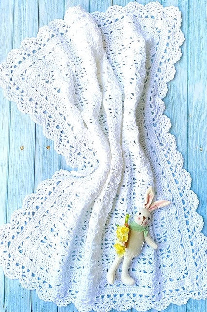 Vintage Crochet Pattern Victorian Heirloom Lace Baby Afghan Blanket PDF Instant Digital Download Pretty Shells Christening Lapghan 5 Ply