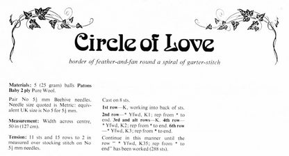 Vintage Knitting Pattern Lace Circular Baby Shawl Blanket Circle of Love PDF Instant Digital Download Heirloom Christening 2 Ply