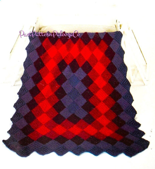 Vintage Crochet Afghan Pattern Trip Around The World Quilt Like Design PDF Instant Digital Download Pretty Diamonds Crib Blanket 10 Ply