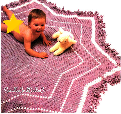 Vintage Crochet Pattern Star Shaped Baby Shawl Blanket PDF Instant Digital Download Eight Pointed Star 4 Ply