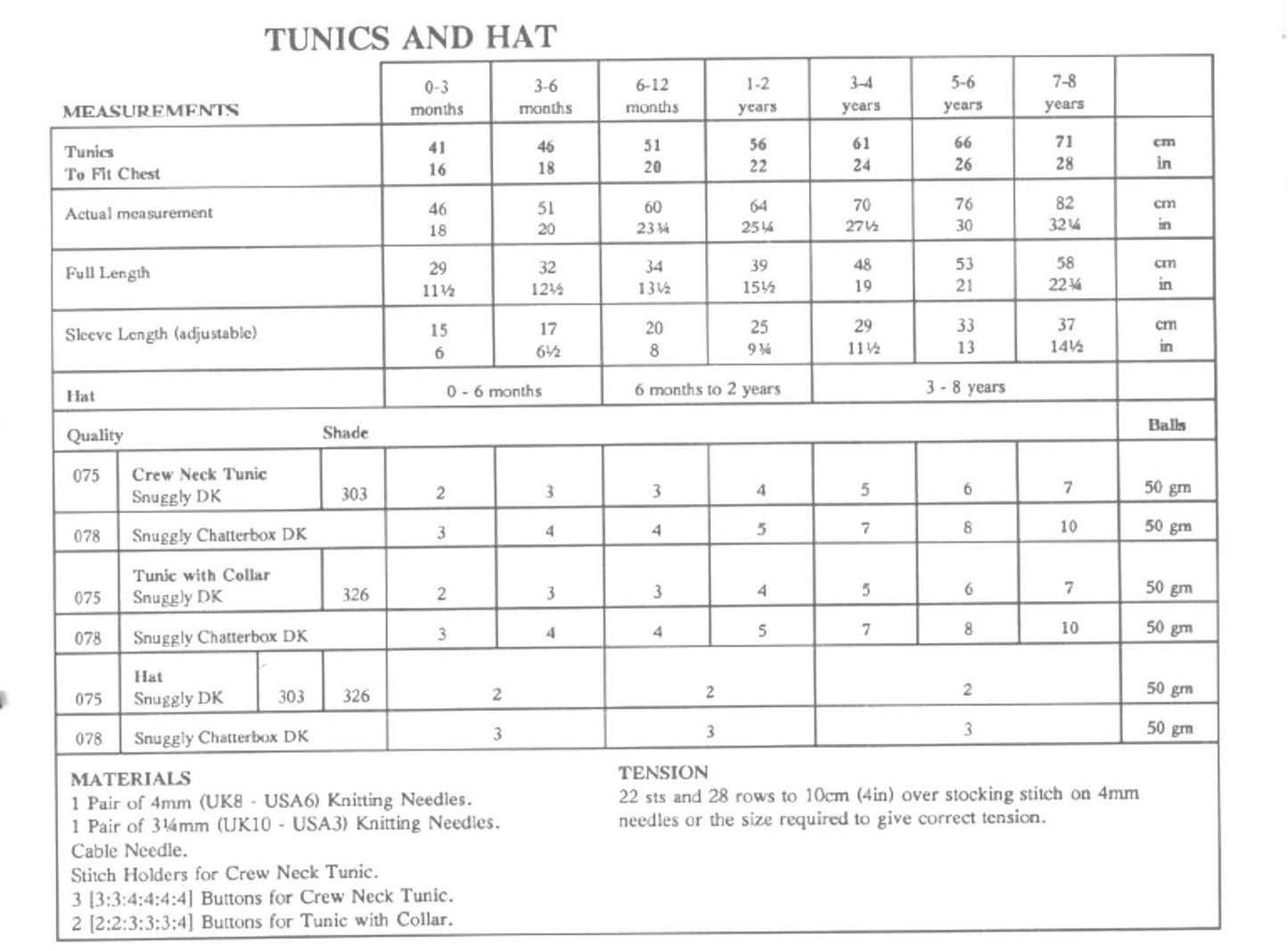 Vintage Knitting Pattern Baby Toddler Child Tunic Sweater Tasseled Hat Set PDF Instant Digital Download 0-8 yrs DK