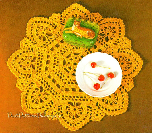 Vintage Crochet Pattern 19" Octagon Crown Gold Doily Lacy Centerpiece PDF Instant Digital Download Dresser Table Decor 4 Ply