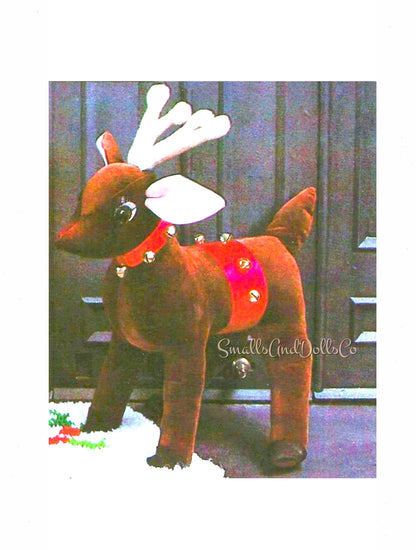 Vintage Sewing Pattern 19" Velveteen Reindeer Plush Doll PDF Instant Digital Download Sewn Christmas Rudolph Soft Toy