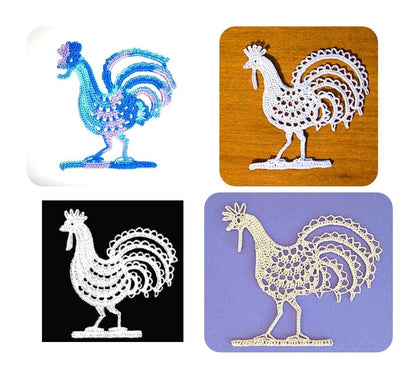 Vintage Thread Crochet Pattern Mini 3" Rooster Chicken Applique Lacy Embellishment PDF Instant Digital Download Workbook