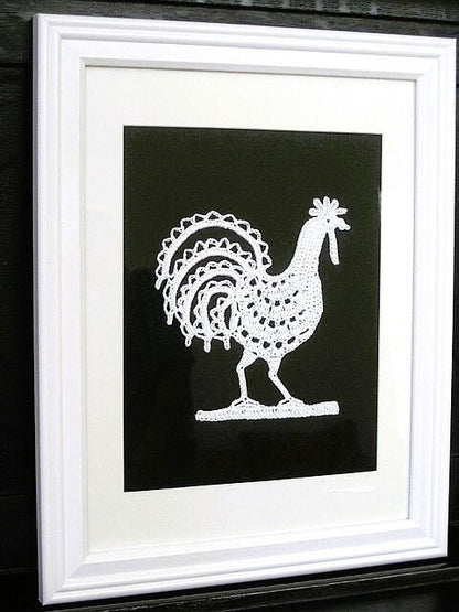 Vintage Thread Crochet Pattern Mini 3" Rooster Chicken Applique Lacy Embellishment PDF Instant Digital Download Workbook