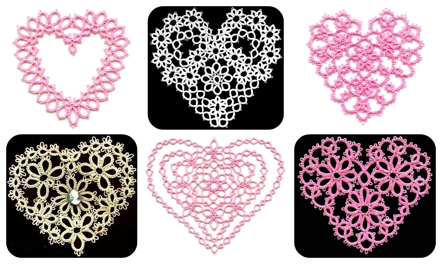 Vintage Tatting Pattern Tatted Hearts PDF Instant Digital Download Crochet Cotton Valentine Sweethearts 6 Lacy Designs