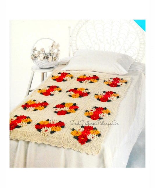 Vintage Crochet Afghan Pattern Nosegay Flower Patch Quilt Like Design PDF Instant Digital Download Pretty Flower Bed Throw 10 Ply