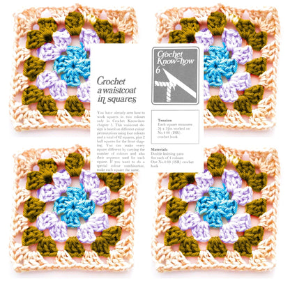 Vintage Crochet Pattern Womens Retro Classic OG Granny Square Motif Waistcoat Vest PDF Instant Digital Download Hippie Boho Chic DK