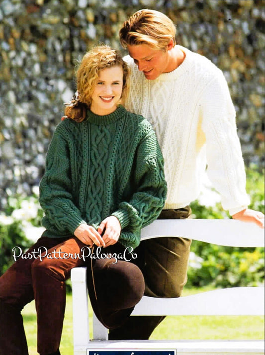 Vintage Knitting Pattern Aran Celtic Knotwork Cable Panel Sweaters PDF Instant Digital Download Womens Mens Adult Pullover Jumpers