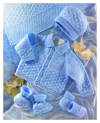 Vintage Knitting Pattern Baby Boy Jacket Hat Mitts Booties Blanket Set PDF Instant Digital Download 0 - 2 yrs DK