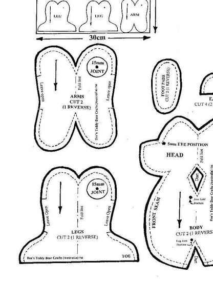 Vintage Sewing Pattern 5" Mini Plush Teddy Bear Couple PDF Instant Digital Download Sewn Soft Toy Faux Fur Stuffed Teddies
