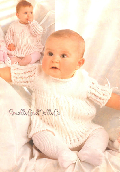 Vintage Knitting Pattern Baby Girl Pretty Dress Long or Short Sleeved PDF Instant Digital Download Sweet Girly 6m-2 yrs 3-Ply