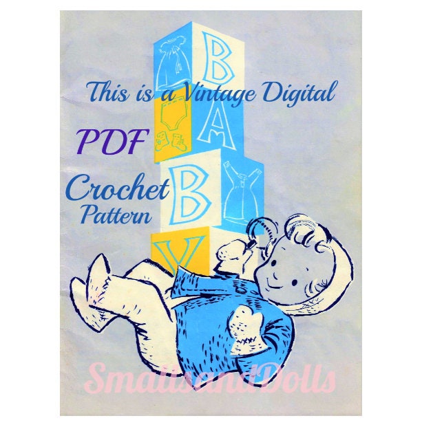 Vintage Crochet Baby Afghan Patterns Pretty Buttercup Squares and Granny Square Blankets PDF Instant Digital Download 10 Ply