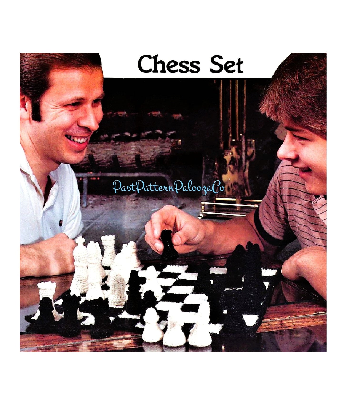 Vintage Crochet Pattern Chess Board Game PDF Instant Digital Download Chess Set Amigurumi Soft Toy 4 Ply