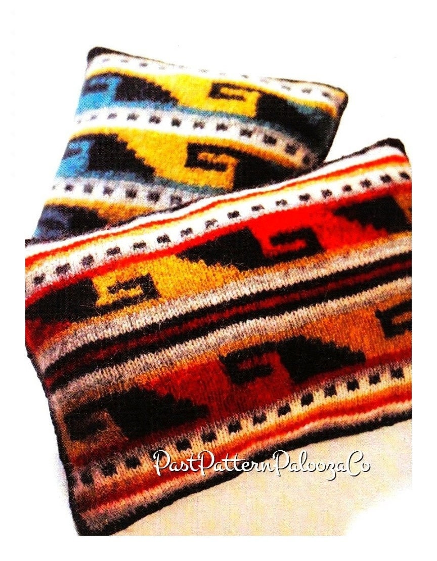 Vintage Knitting Pattern Navajo Indian Pillows Throw Accent Cushions PDF Instant Digital Download Native American Fair Isle Design