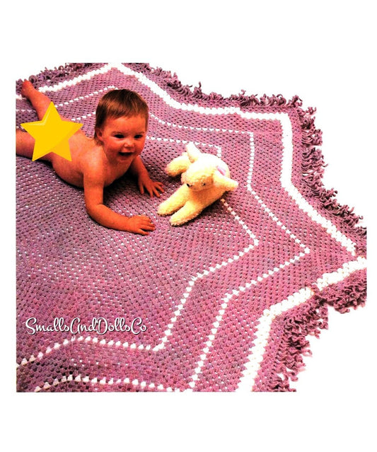 Vintage Crochet Pattern Star Shaped Baby Shawl Blanket PDF Instant Digital Download Eight Pointed Star 4 Ply