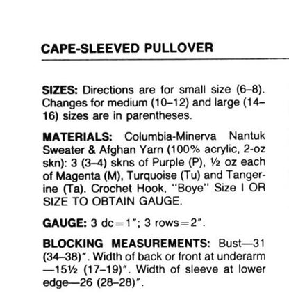 Vintage Crochet Pattern Womens Flouncy Flutter Sleeved Top PDF Instant Digital Download Retro Summer Short Jumper Hippie Boho Chic 10 Ply