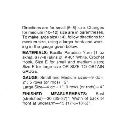 Vintage Crochet Pattern Womens Eyelet Camisole Top Lacy Summer Cami Sun Tank PDF Instant Digital Download Retro '70s  Boho Chic 4 Ply
