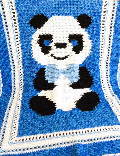 Vintage Crochet Pattern Panda Bear Baby Afghan PDF Instant Digital Download Animal Blanket Lapghan 30x41 10 Ply