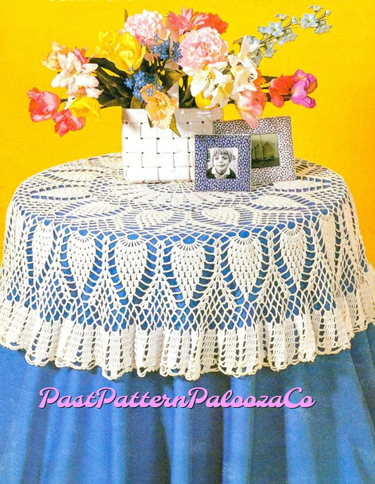 Vintage Crochet Pattern 55" Pretty Pineapple Tablecloth PDF Instant Digital Download Round Table Cloth