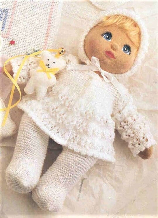Vintage Knitting Pattern Pretty Outfit for My Child Doll or any 14" Dolls PDF Instant Digital Download Coat Bonnet Leggings 5 Ply