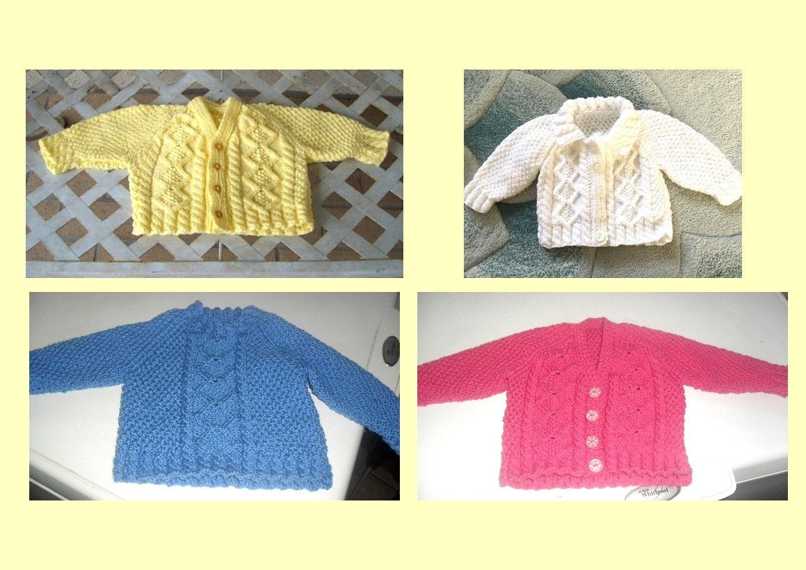 Vintage Knitting Pattern Baby Cabled Cardigan and Pullover Sweaters Jumpers 3 Styles PDF Instant Digital Download Newborn Toddler 0-2 yrs DK