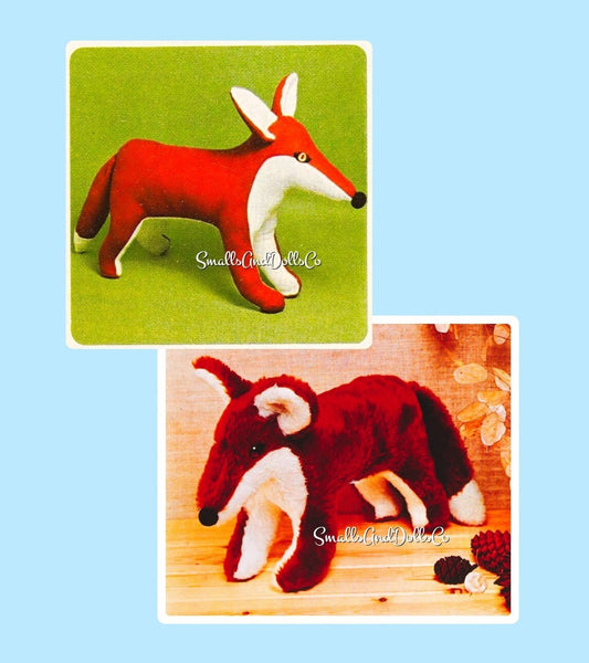 Vintage Sewing Pattern 21" Red Fox Soft Sculpture Toy Doll PDF Instant Digital Download Stuffed Forest Animal Furry or Felt Versions