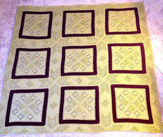 Vintage Crochet Pattern Mod Motif Door Curtain or Bedspread PDF Instant Digital Download Boho Granny Square Counterpane