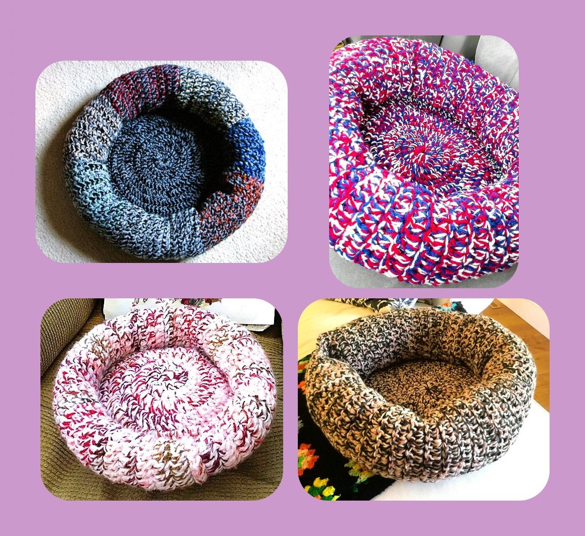 Vintage Crochet Pattern 17" Snuggly Round Donut Pet Bed PDF Instant Digital Download Small Medium Cats Dogs 10 Ply