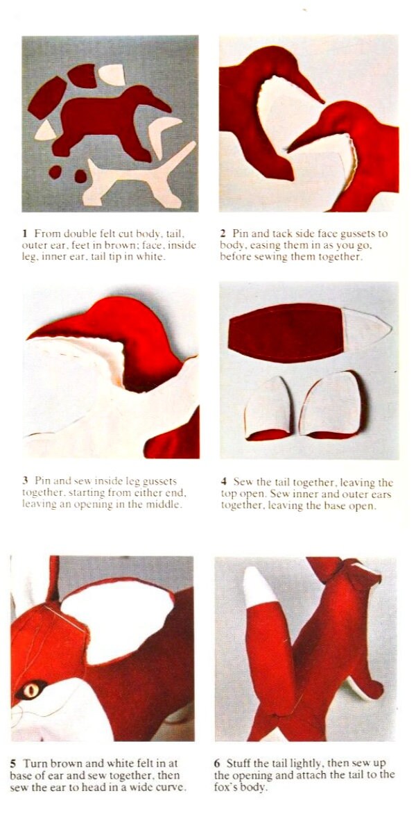 Vintage Sewing Pattern 21" Red Fox Soft Sculpture Toy Doll PDF Instant Digital Download Stuffed Forest Animal Furry or Felt Versions
