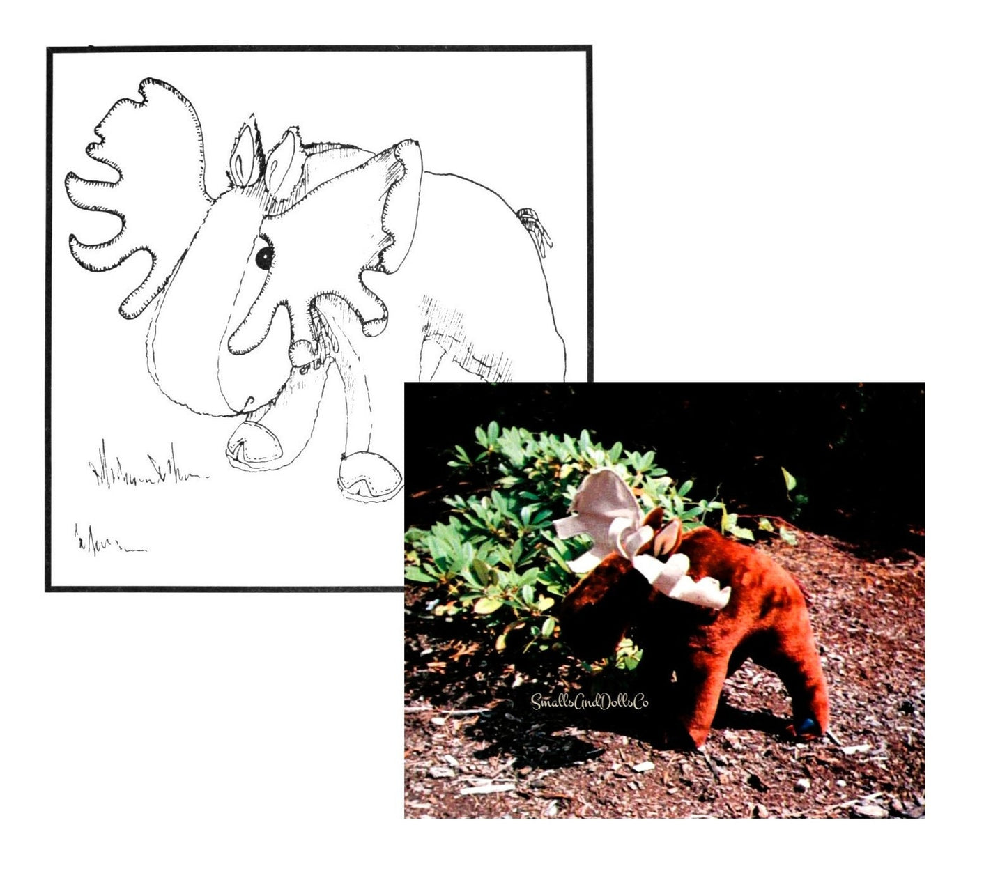 Vintage Sewing Pattern 16" Mighty Moose Faux Fur Fabric Soft Sculpture Plush Toy PDF Instant Digital Download Stuffed Canadian Forest Animal
