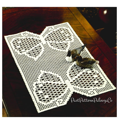 Vintage Filet Crochet Twin Butterfly Doily Centerpiece Mat PDF Instant Digital Download White Cotton Thread 18 x 12