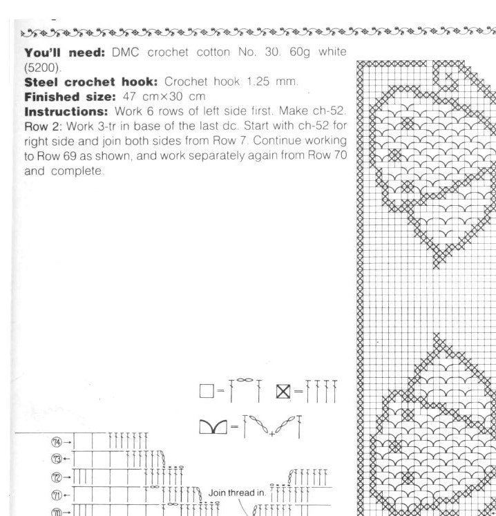 Vintage Filet Crochet Twin Butterfly Doily Centerpiece Mat PDF Instant Digital Download White Cotton Thread 18 x 12