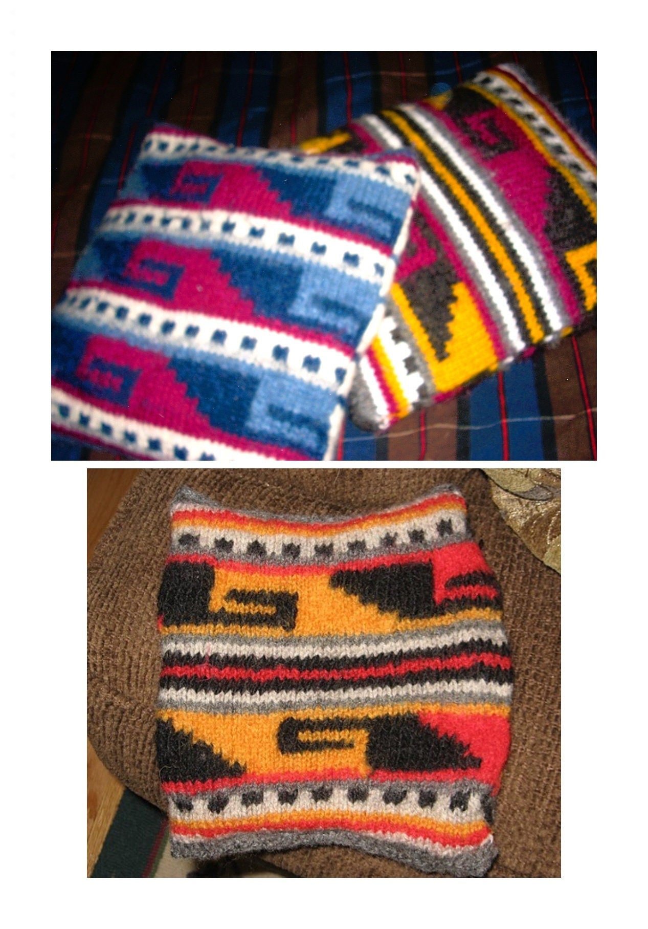 Vintage Knitting Pattern Navajo Indian Pillows Throw Accent Cushions PDF Instant Digital Download Native American Fair Isle Design