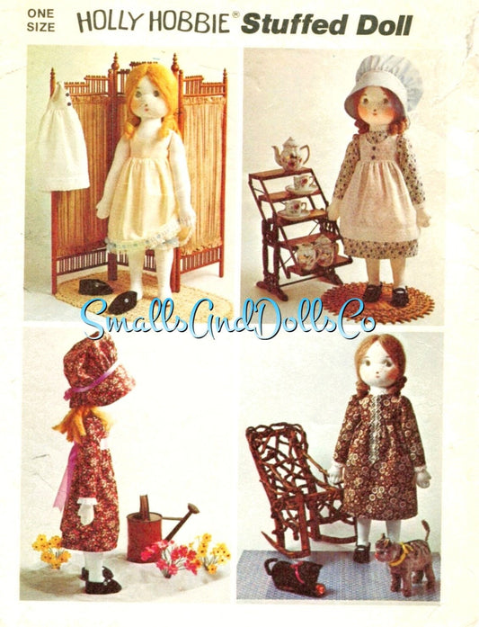 Vintage Sewing Pattern 20" Holly Hobbie Soft Sculpture Toy Doll and Clothing PDF Instant Digital Download Sunbonnet Girl Rag Dolly 1970s