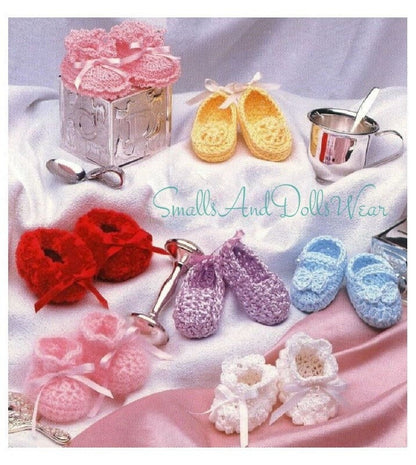 Vintage Crochet Pattern Pretty Baby Girl Booties 7 Sweet Designs PDF Instant Digital Download Infant Shoe Bootees