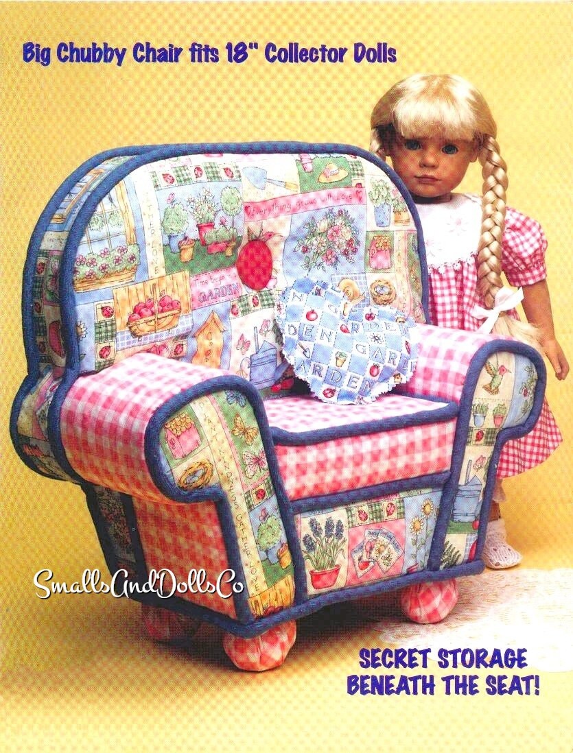 Vintage No Sew Pattern Chairs For 11 Inch Fashion Dolls and 18 Inch Dolls Teddy Bears PDF Instant Digital Download Chubby Dollhouse Chairs