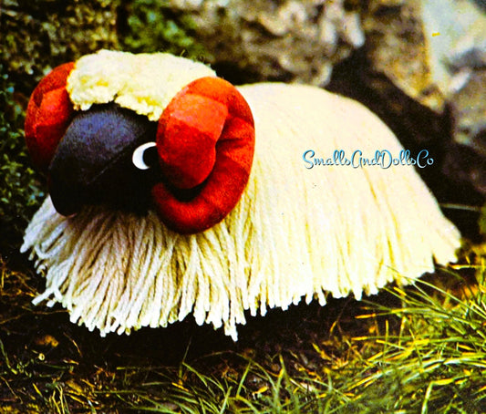 Vintage Sewing Pattern 15" Ram Bighorn Sheep Soft Sculpture Plush Toy PDF Instant Digital Download Stuffed Wooly Animal